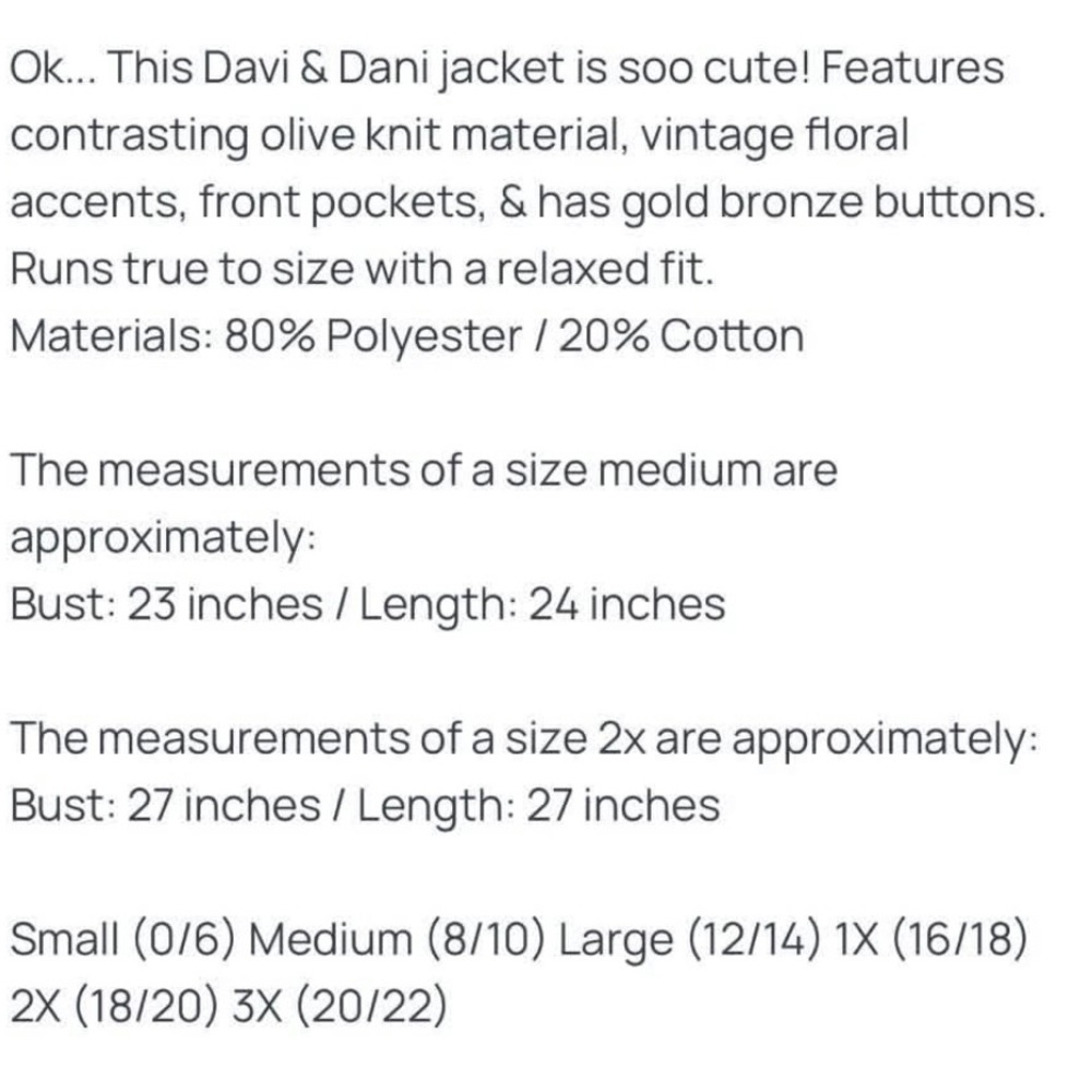 Davi & Dani Floral Patchwork Shacket Jacket 2X Olive Boho Cottagecore NWT - Picture 5 of 5